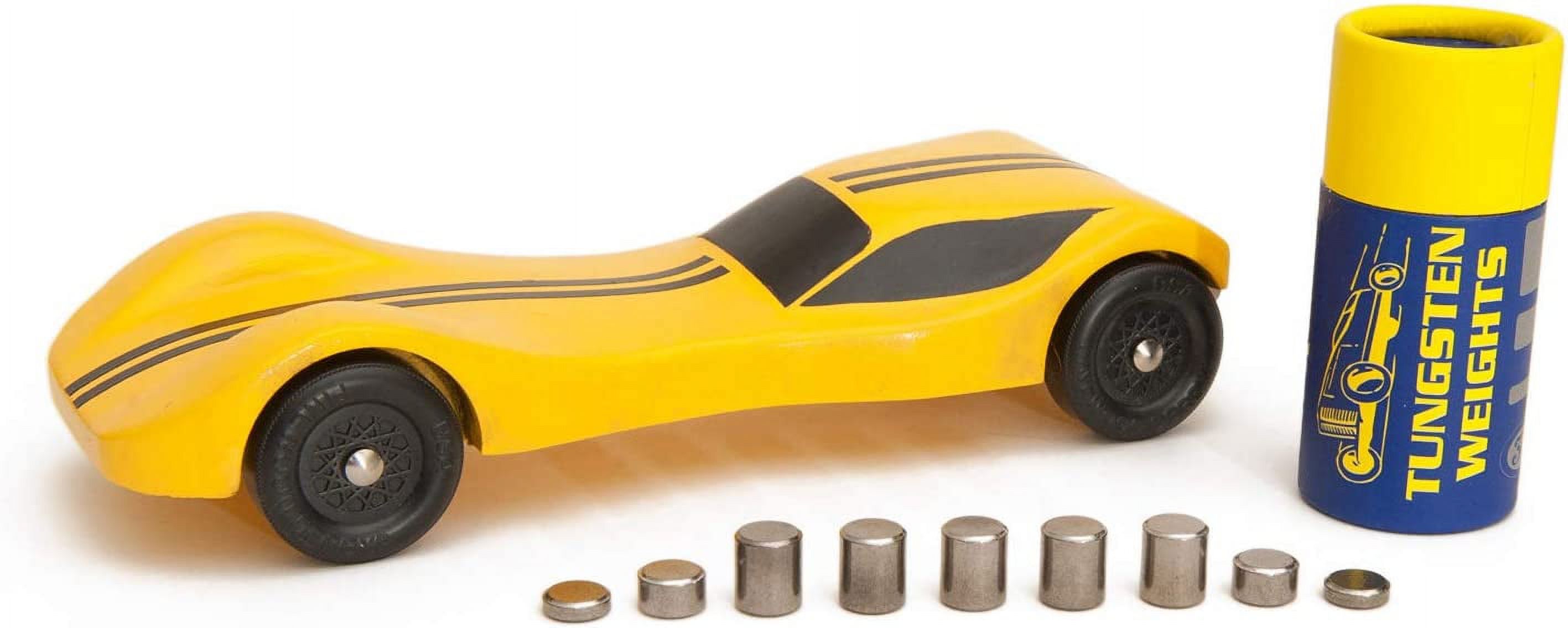 Pinewood Car Derby Weights Tungsten 3.25oz. Pine Race Car Power with Varied  Sizes of Incremental Cylinders. Heavy with No Lead. by Dr. Rocket 
